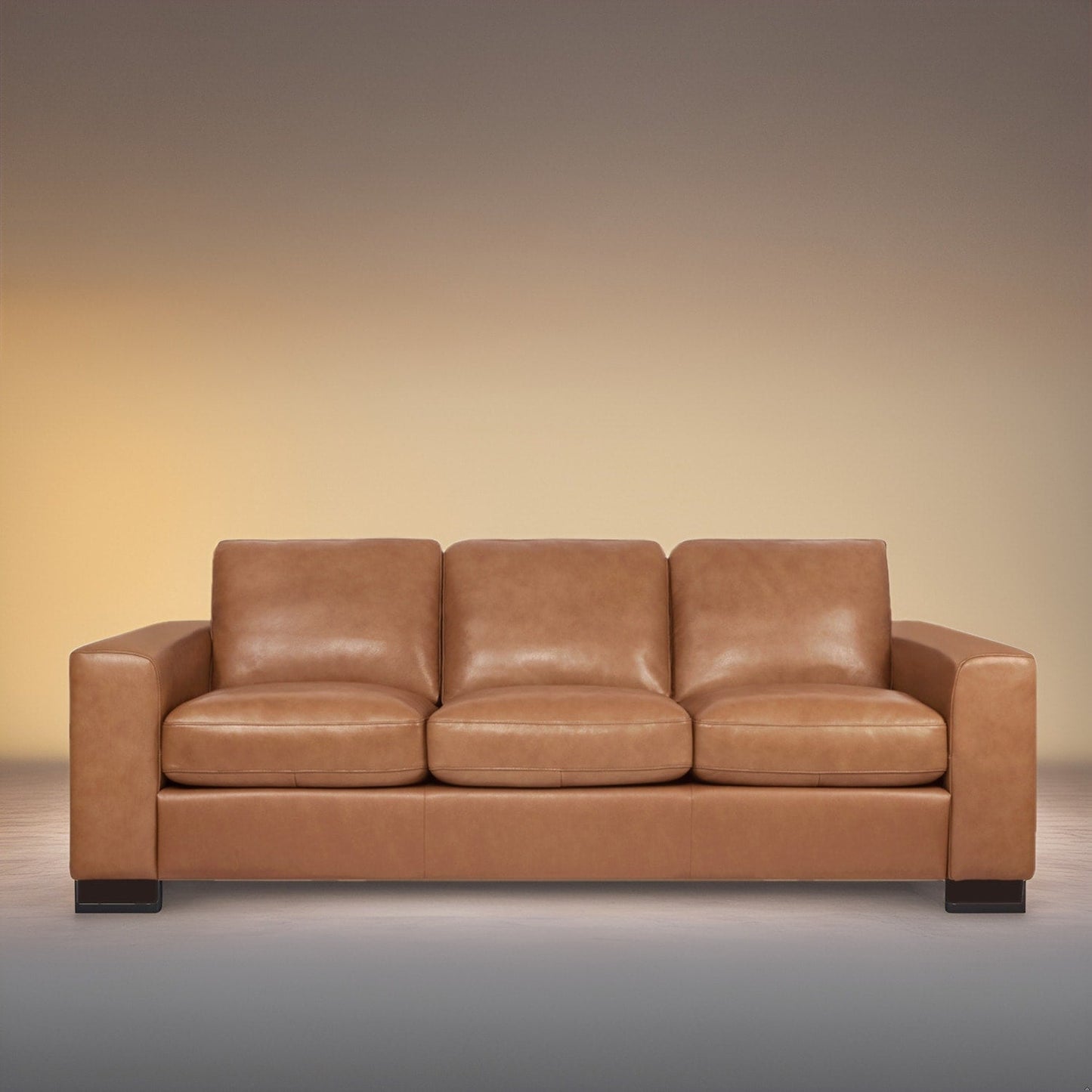 Canapé 3 places en cuir véritable de qualité supérieure avec assise moelleuse et coussins en plumes d'oie pour un confort ultime