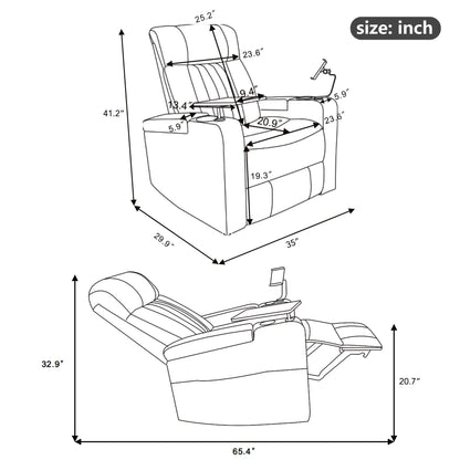 Fauteuil inclinable électrique haut de gamme avec accoudoirs de rangement