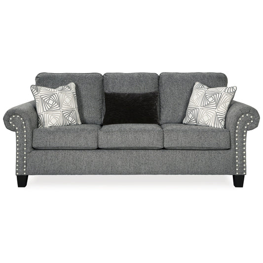 Canapé Preston, chenille grise, fausse fourrure, 3 coussins décoratifs, 230 cm