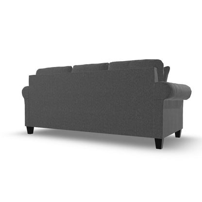 Canapé Preston, chenille grise, fausse fourrure, 3 coussins décoratifs, 230 cm