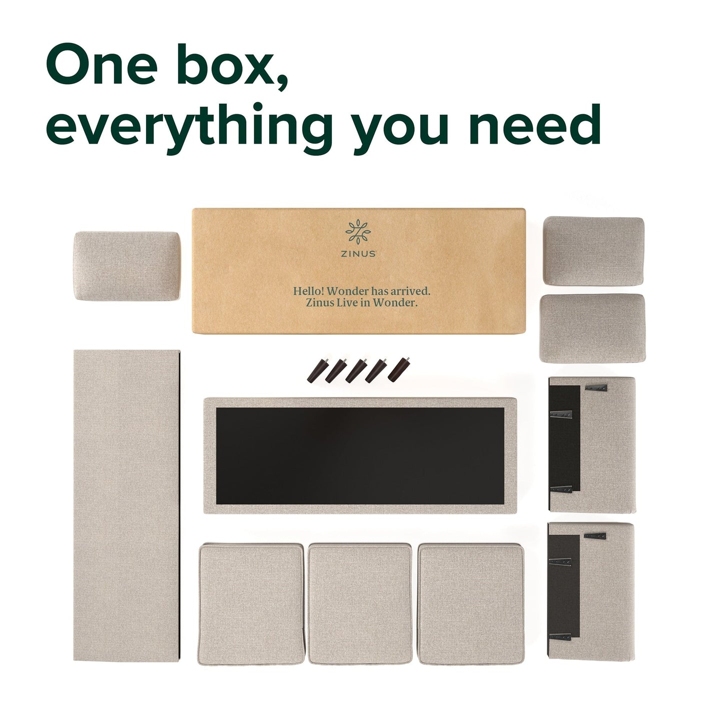 Priage par ZINUS Canapé Madison rembourré beige avoine