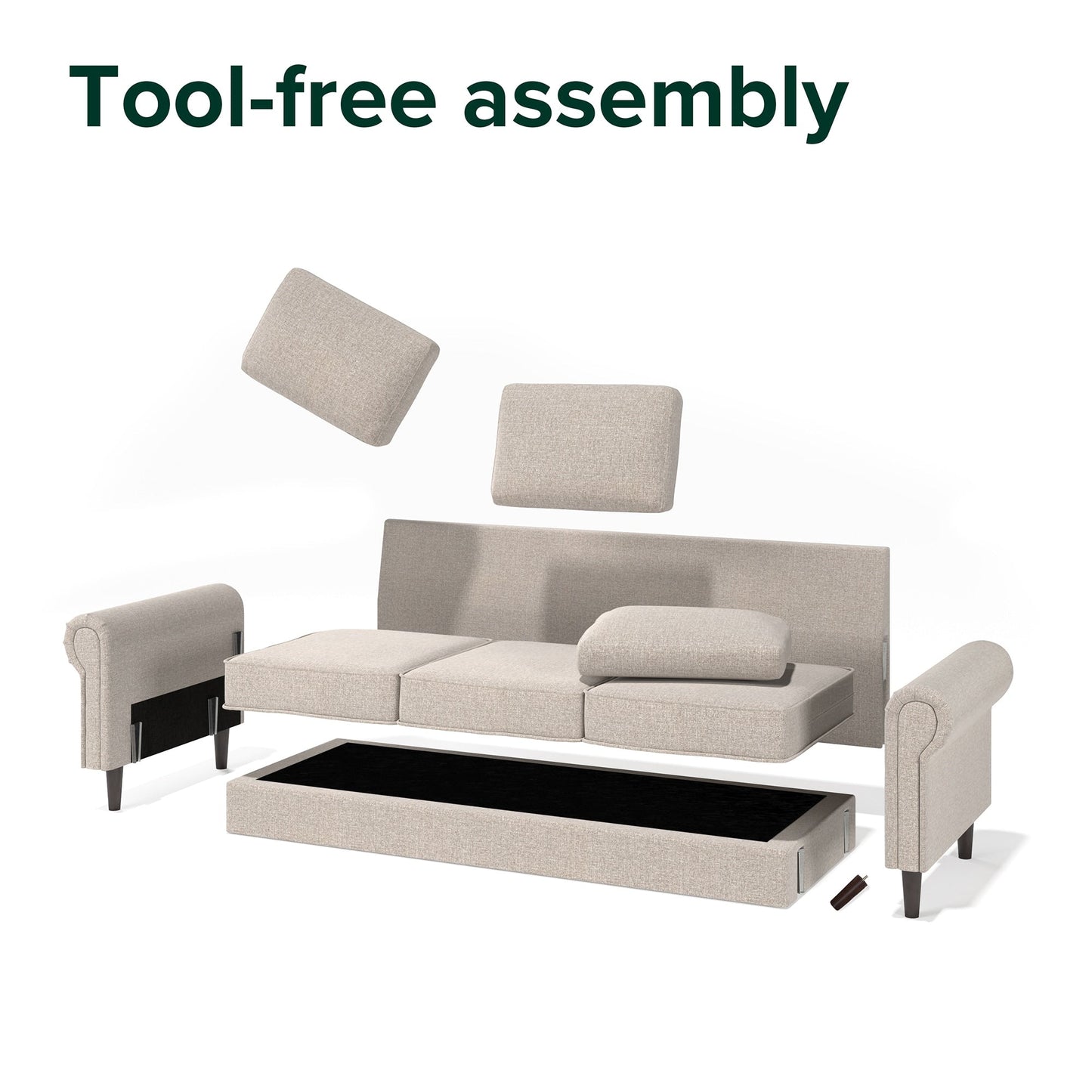 Priage par ZINUS Canapé Madison rembourré beige avoine