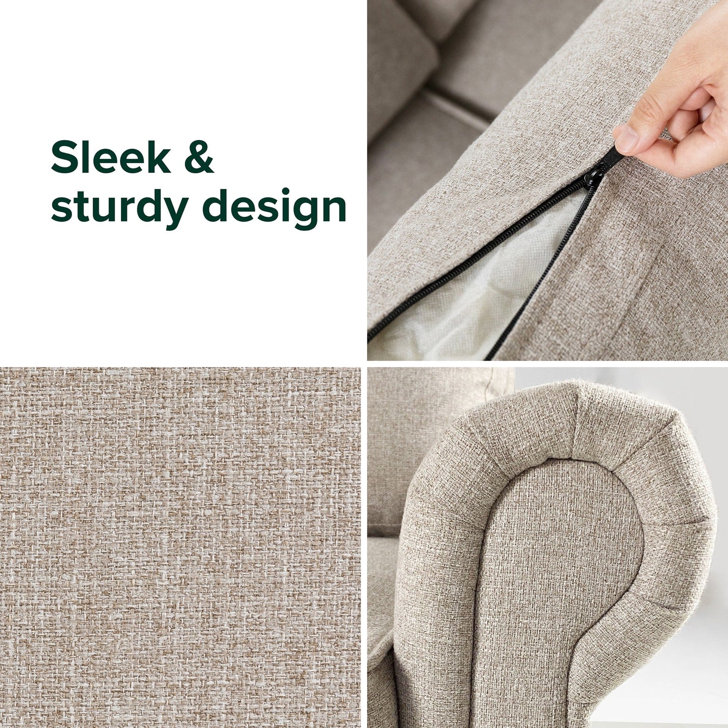 Priage par ZINUS Canapé Madison rembourré beige avoine