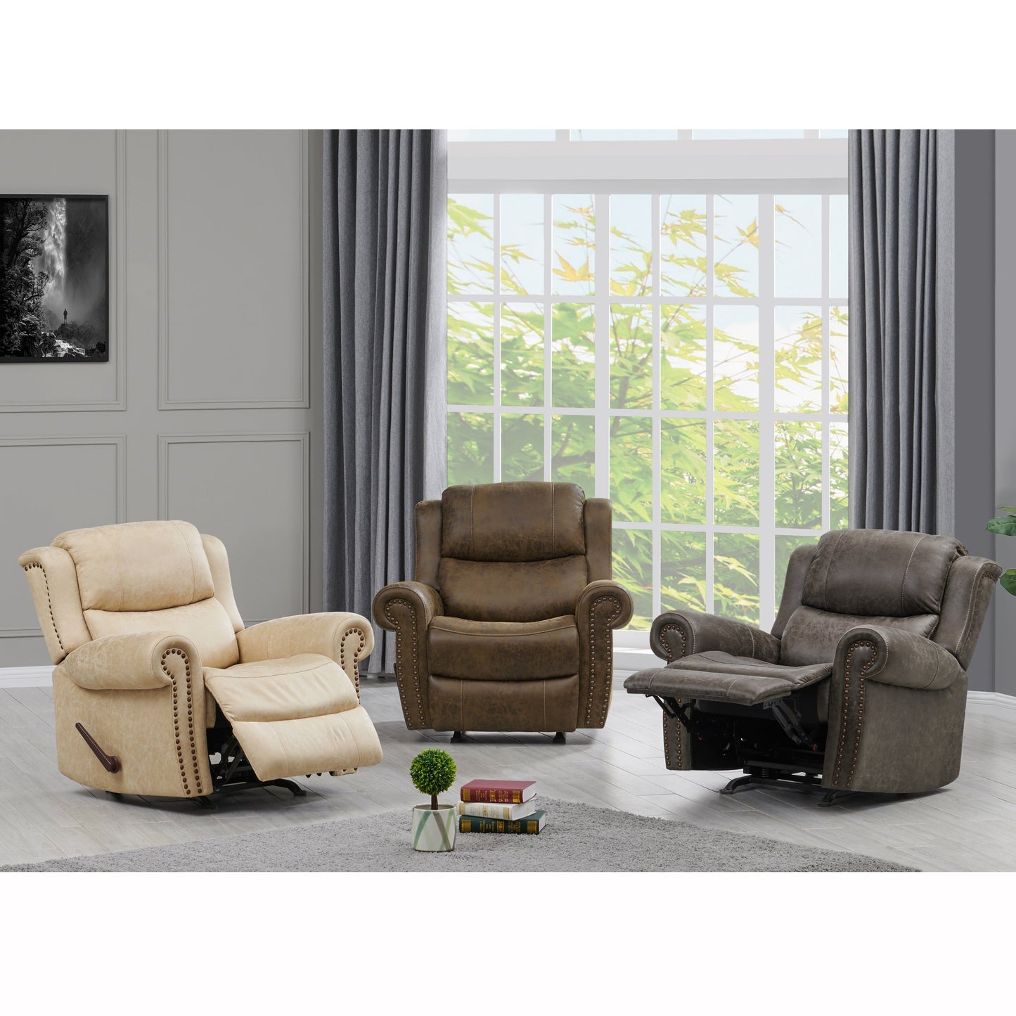 Fauteuil inclinable à bascule extra large Copper Grove Dilsen avec accoudoirs roulés