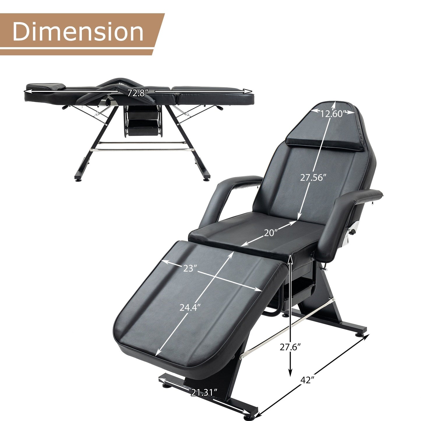 Fauteuil de massage professionnel pour salon de spa, lit pliable avec tabouret hydraulique réglable