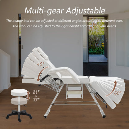 Fauteuil de massage professionnel pour salon de spa, lit pliable avec tabouret hydraulique réglable