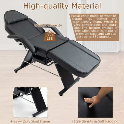 Fauteuil de massage professionnel pour salon de spa, lit pliable avec tabouret hydraulique réglable