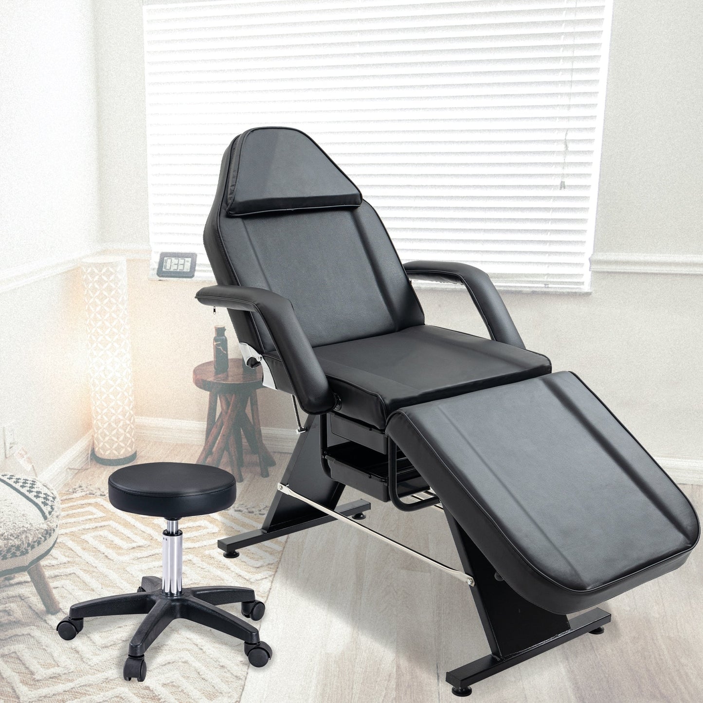 Fauteuil de massage professionnel pour salon de spa, lit pliable avec tabouret hydraulique réglable