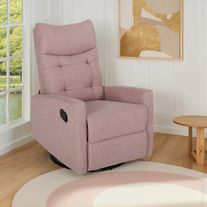 Fauteuil inclinable pivotant avec repose-pieds, tissu capitonné rose poudré