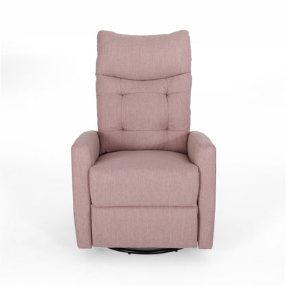 Fauteuil inclinable pivotant avec repose-pieds, tissu capitonné rose poudré