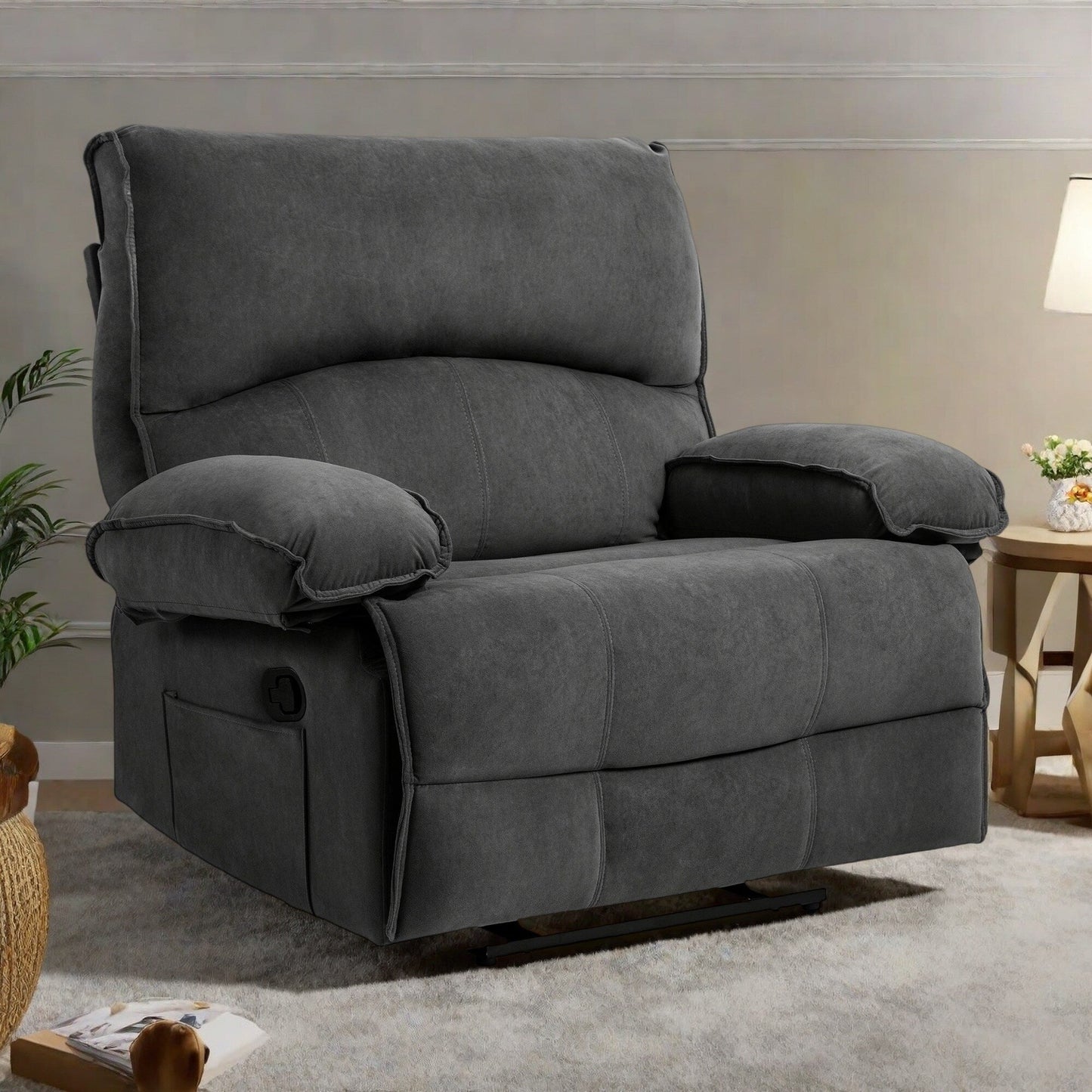 Fauteuil inclinable avec coussin de massage, assise large et montage facile