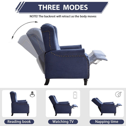 Fauteuil inclinable avec dossier capitonné et pieds en bois