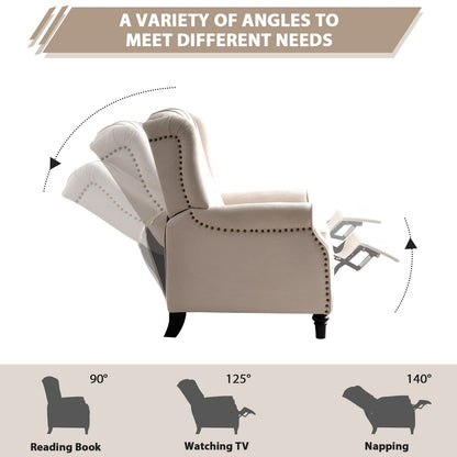 Fauteuil inclinable avec dossier capitonné et pieds en bois