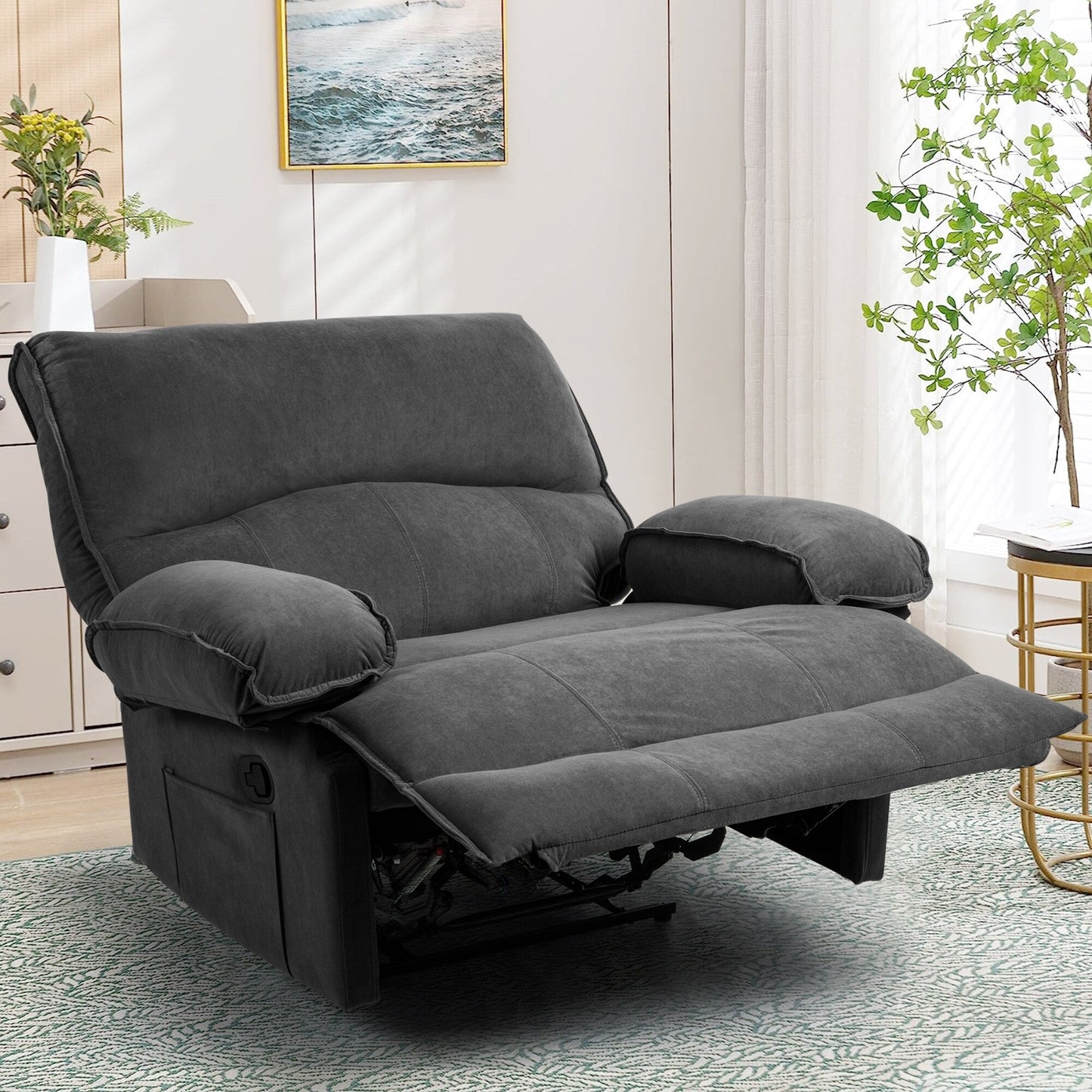 Fauteuil inclinable à dossier relevable avec coussin de massage et siège large