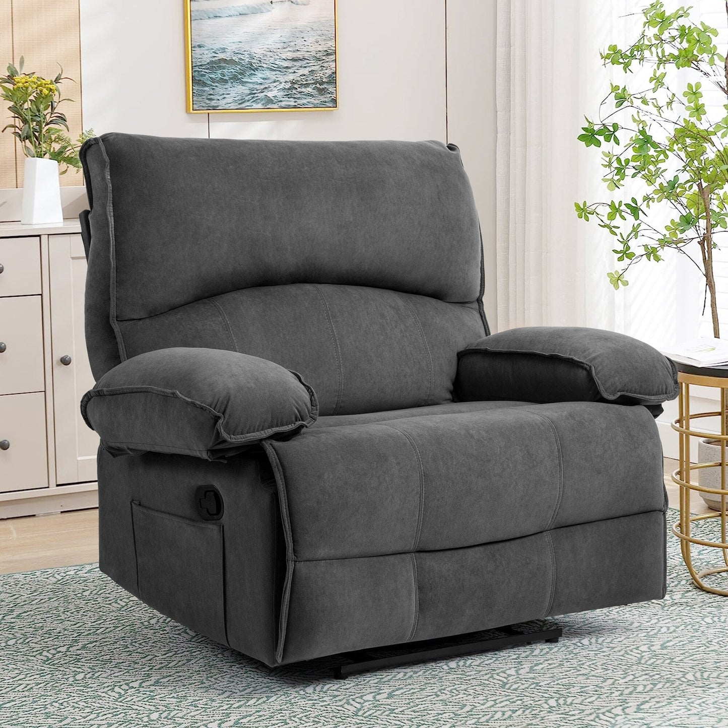 Fauteuil inclinable à dossier relevable avec coussin de massage et siège large