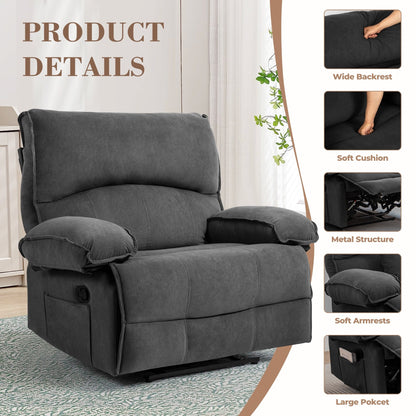 Fauteuil inclinable à dossier relevable avec coussin de massage et siège large