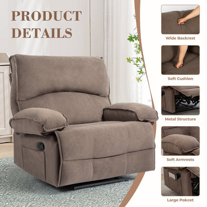 Fauteuil inclinable à dossier relevable avec coussin de massage et siège large