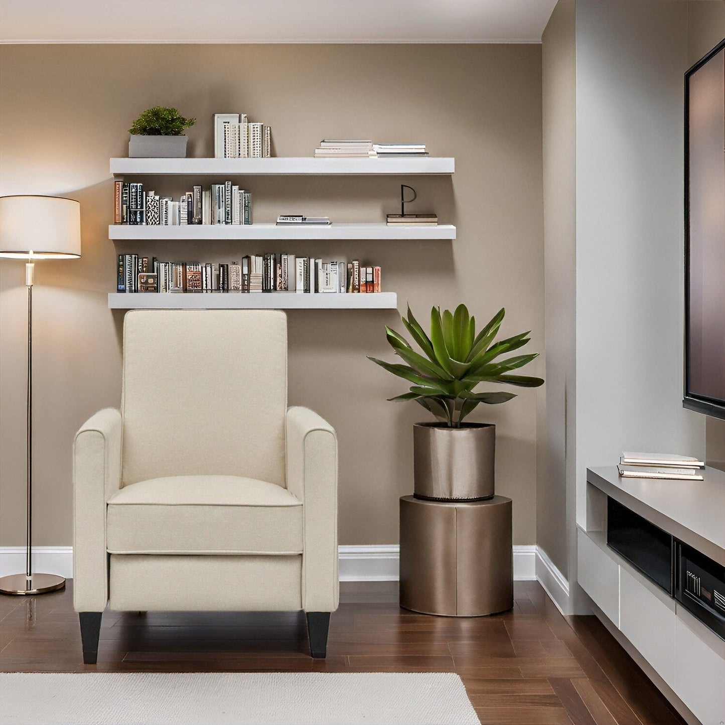 Fauteuil inclinable à dossier bas pour cinéma maison - Fauteuil inclinable compact avec accoudoirs et repose-pieds réglable, idéal pour les petits espaces