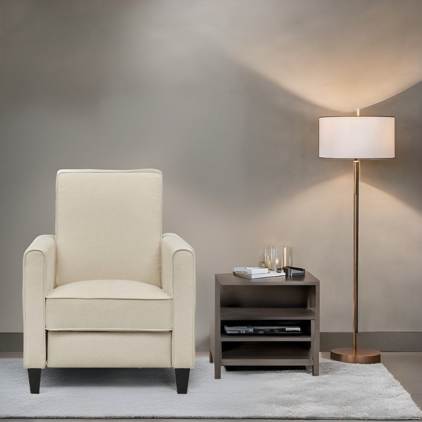 Fauteuil inclinable à dossier bas pour cinéma maison - Fauteuil inclinable compact avec accoudoirs et repose-pieds réglable, idéal pour les petits espaces