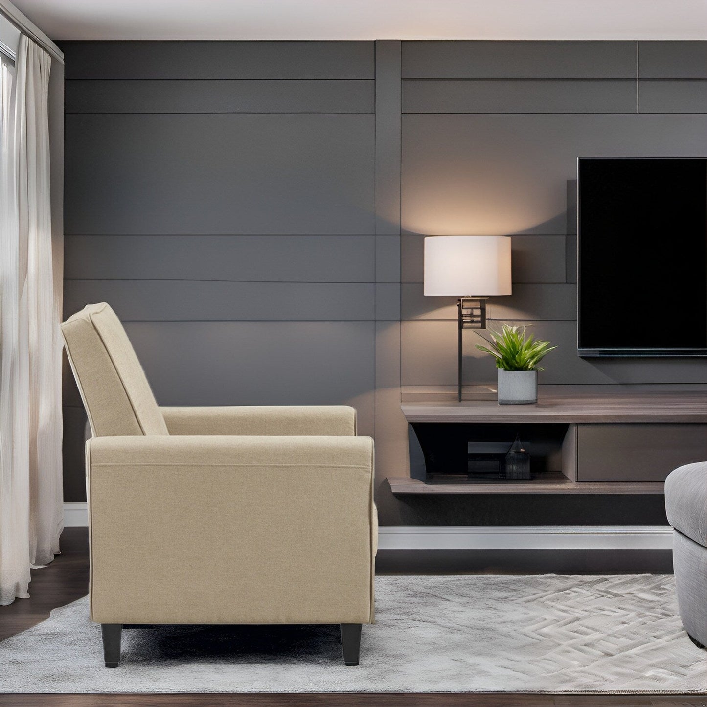 Fauteuil inclinable à dossier bas pour cinéma maison - Fauteuil inclinable compact avec accoudoirs et repose-pieds réglable, idéal pour les petits espaces