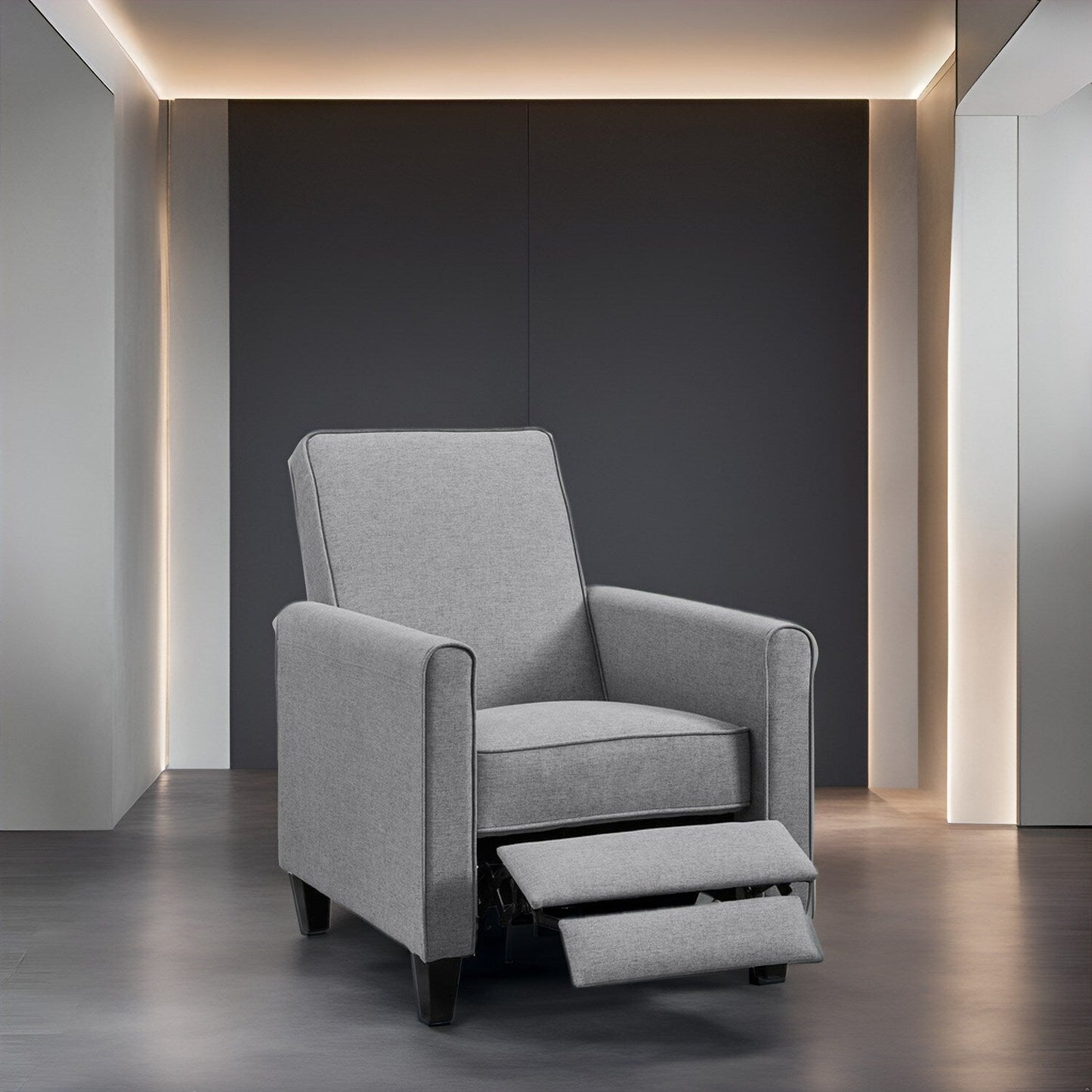 Fauteuil inclinable à dossier bas pour cinéma maison - Fauteuil inclinable compact avec accoudoirs et repose-pieds réglable, idéal pour les petits espaces