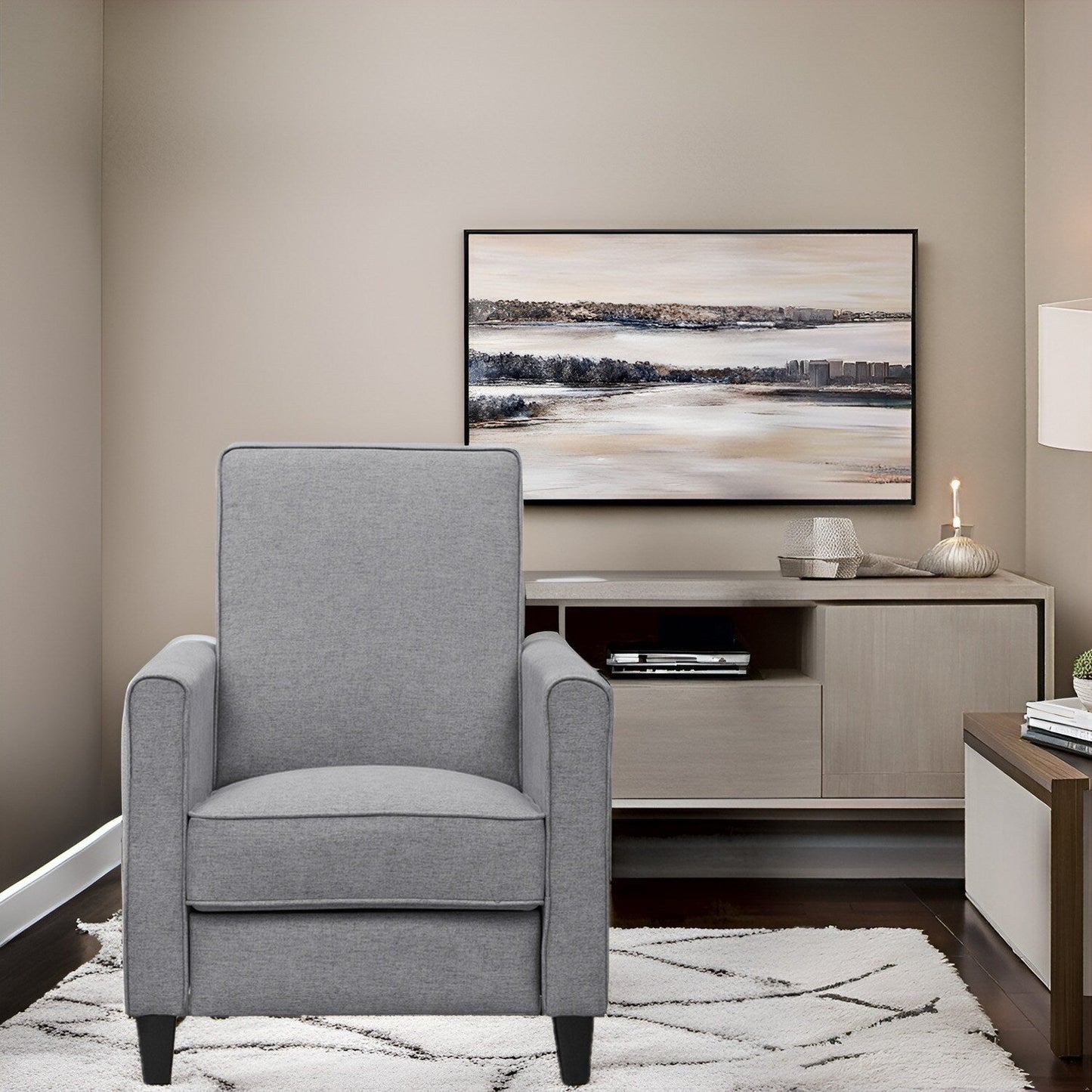 Fauteuil inclinable à dossier bas pour cinéma maison - Fauteuil inclinable compact avec accoudoirs et repose-pieds réglable, idéal pour les petits espaces