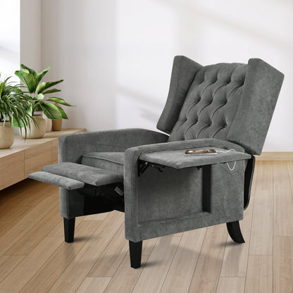 Fauteuil inclinable avec table d'appoint pliable et ports USB