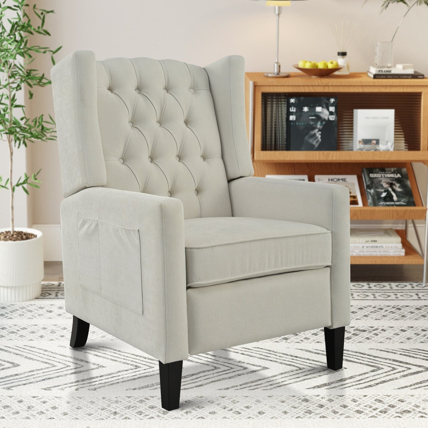 Fauteuil inclinable avec table d'appoint pliable et ports USB