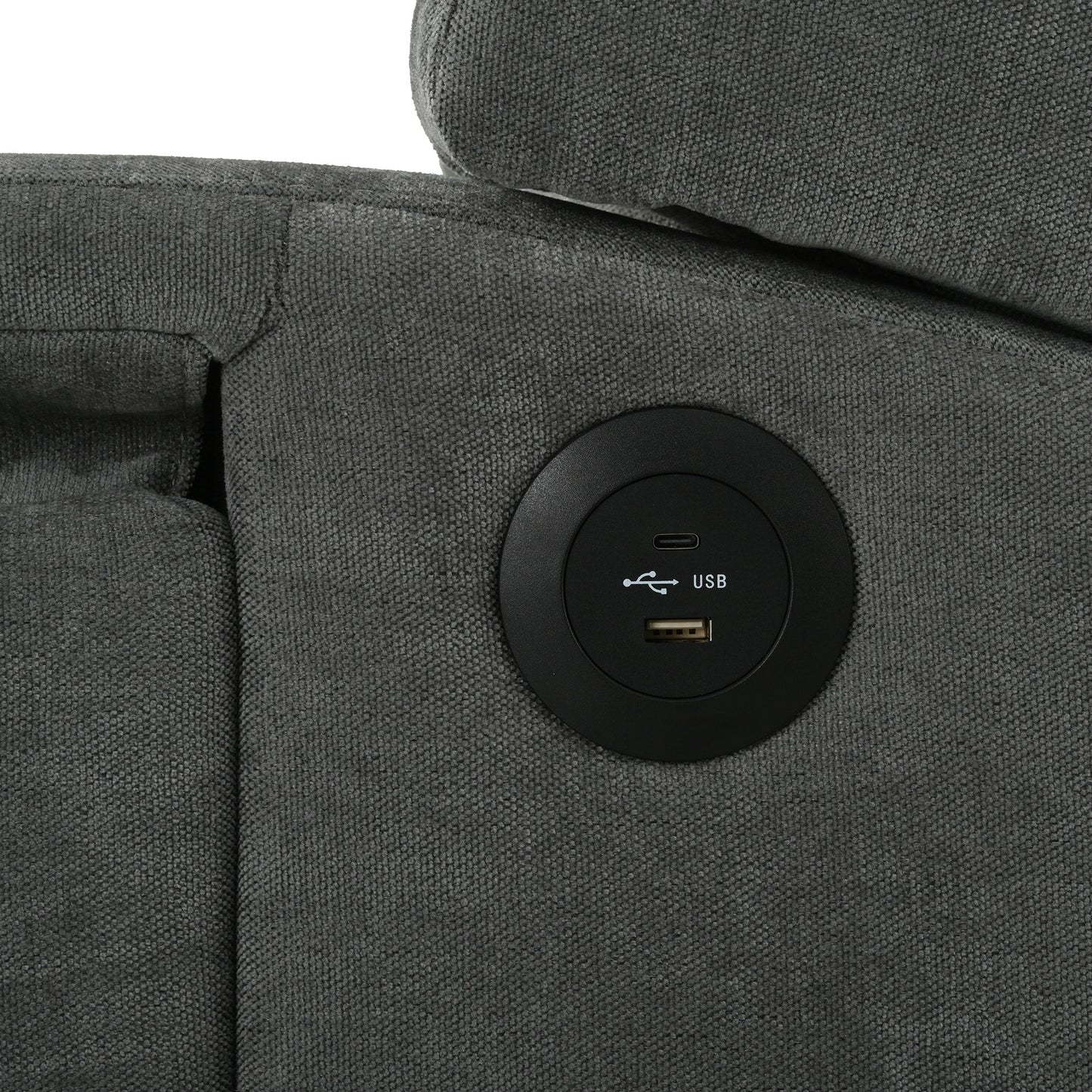 Fauteuil inclinable avec table d'appoint pliable et ports USB