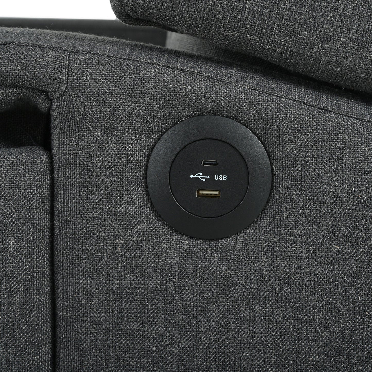 Fauteuil inclinable avec table d'appoint pliable et ports USB