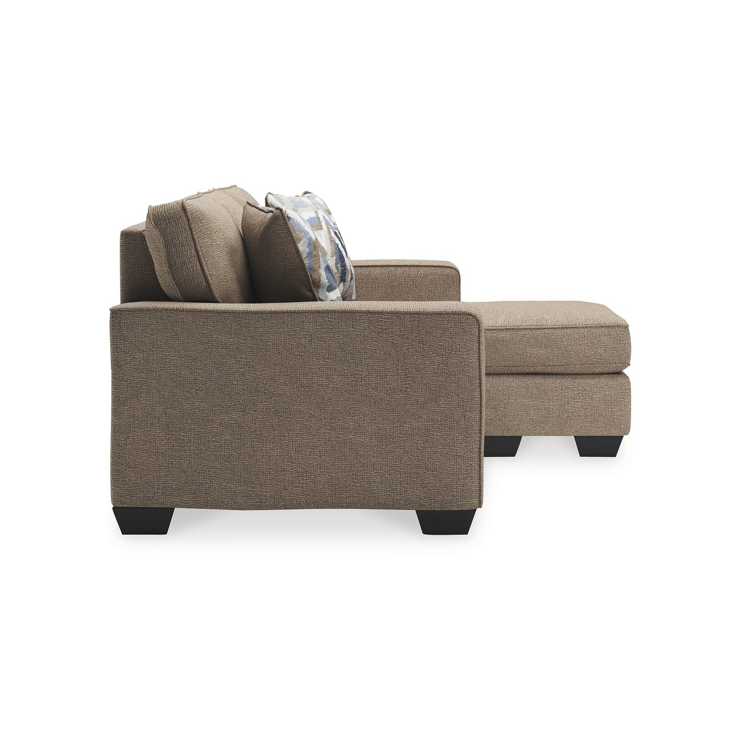 Canapé-méridienne Qien, 2 coussins décoratifs, polyester marron bois flotté, 85 pouces