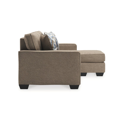 Canapé-méridienne Qien, 2 coussins décoratifs, polyester marron bois flotté, 85 pouces