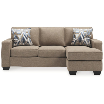 Canapé-méridienne Qien, 2 coussins décoratifs, polyester marron bois flotté, 85 pouces