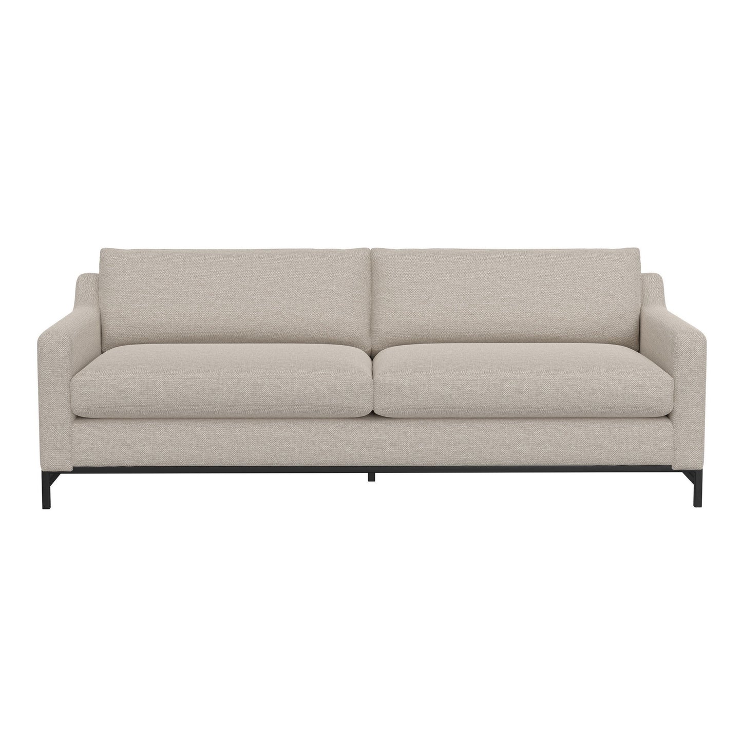 Canapé Raed, 2 coussins lombaires, 226 cm, bois massif, noir, polyester beige