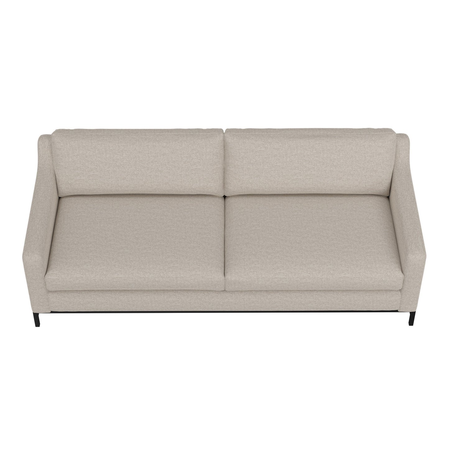 Canapé Raed, 2 coussins lombaires, 226 cm, bois massif, noir, polyester beige