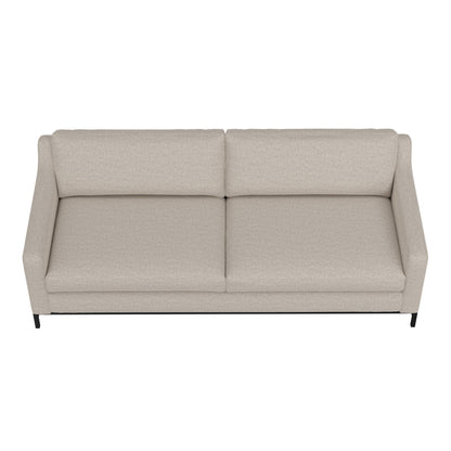 Canapé Raed, 2 coussins lombaires, 226 cm, bois massif, noir, polyester beige