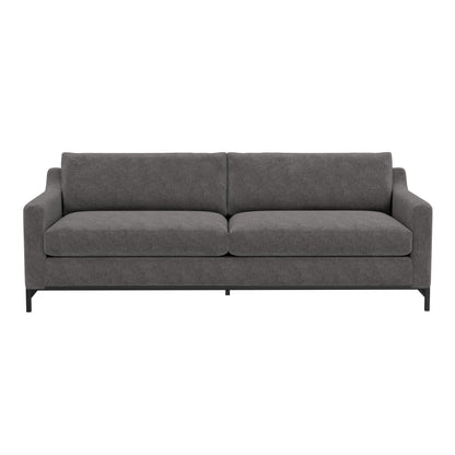 Canapé Raed, 2 coussins lombaires, 226 cm, bois massif, noir, polyester gris