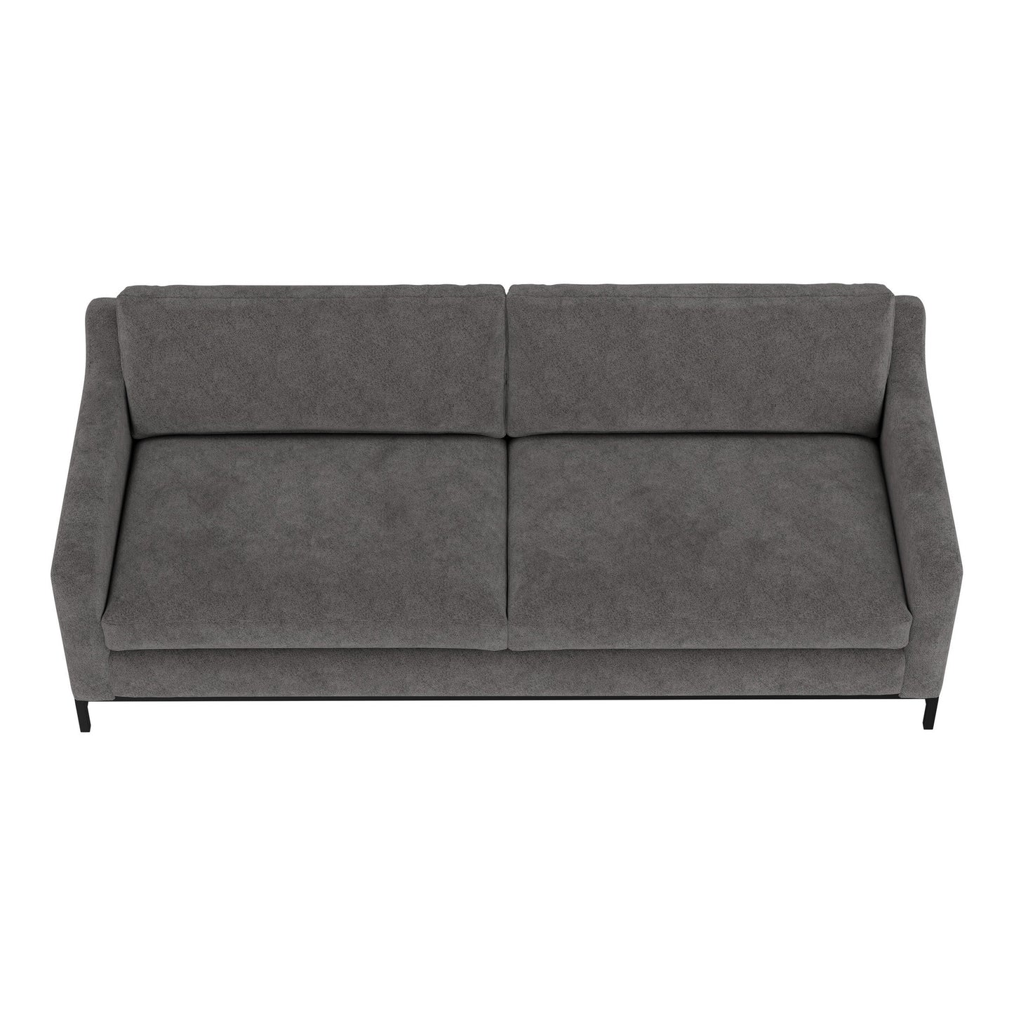 Canapé Raed, 2 coussins lombaires, 226 cm, bois massif, noir, polyester gris