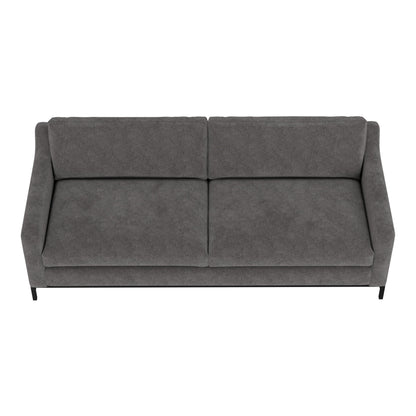 Canapé Raed, 2 coussins lombaires, 226 cm, bois massif, noir, polyester gris