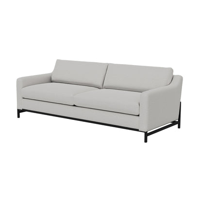 Canapé Raed, 2 coussins lombaires, 226 cm, bois massif, noir, polyester ivoire