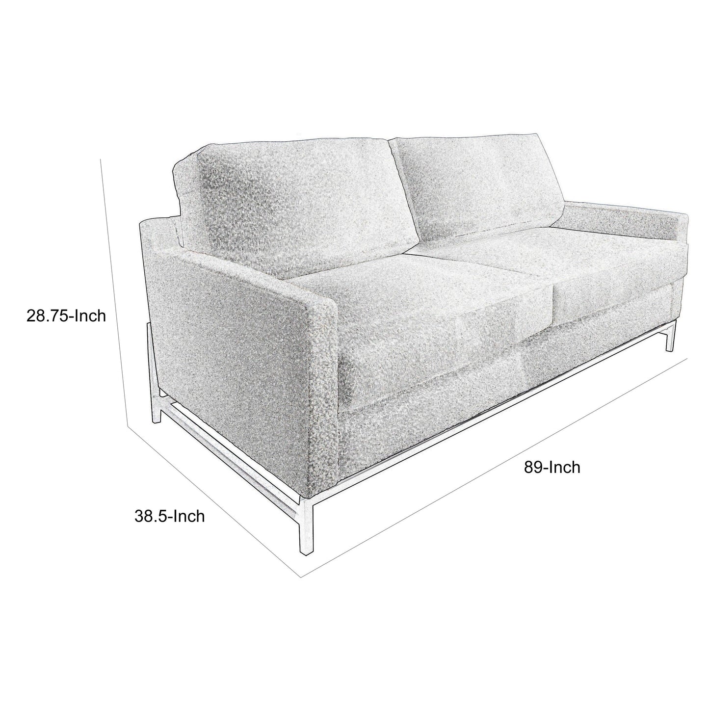 Canapé Raed, 2 coussins lombaires, 226 cm, bois massif, noir, polyester ivoire