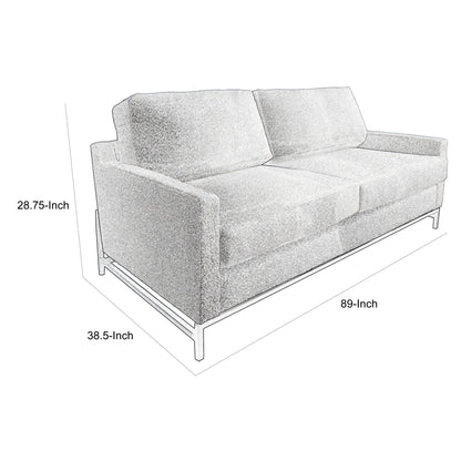 Canapé Raed, 2 coussins lombaires, 226 cm, bois massif, noir, polyester ivoire