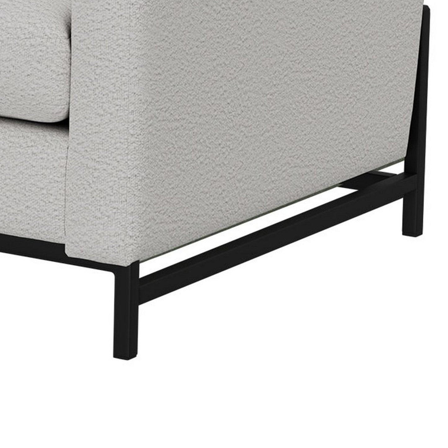 Canapé Raed, 2 coussins lombaires, 226 cm, bois massif, noir, polyester ivoire