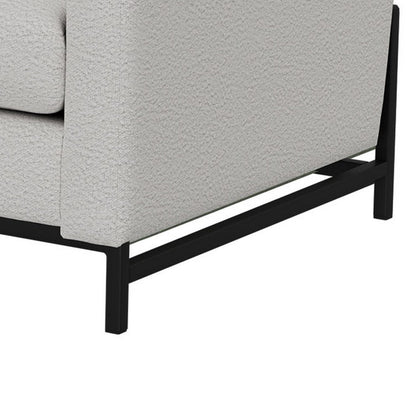 Canapé Raed, 2 coussins lombaires, 226 cm, bois massif, noir, polyester ivoire