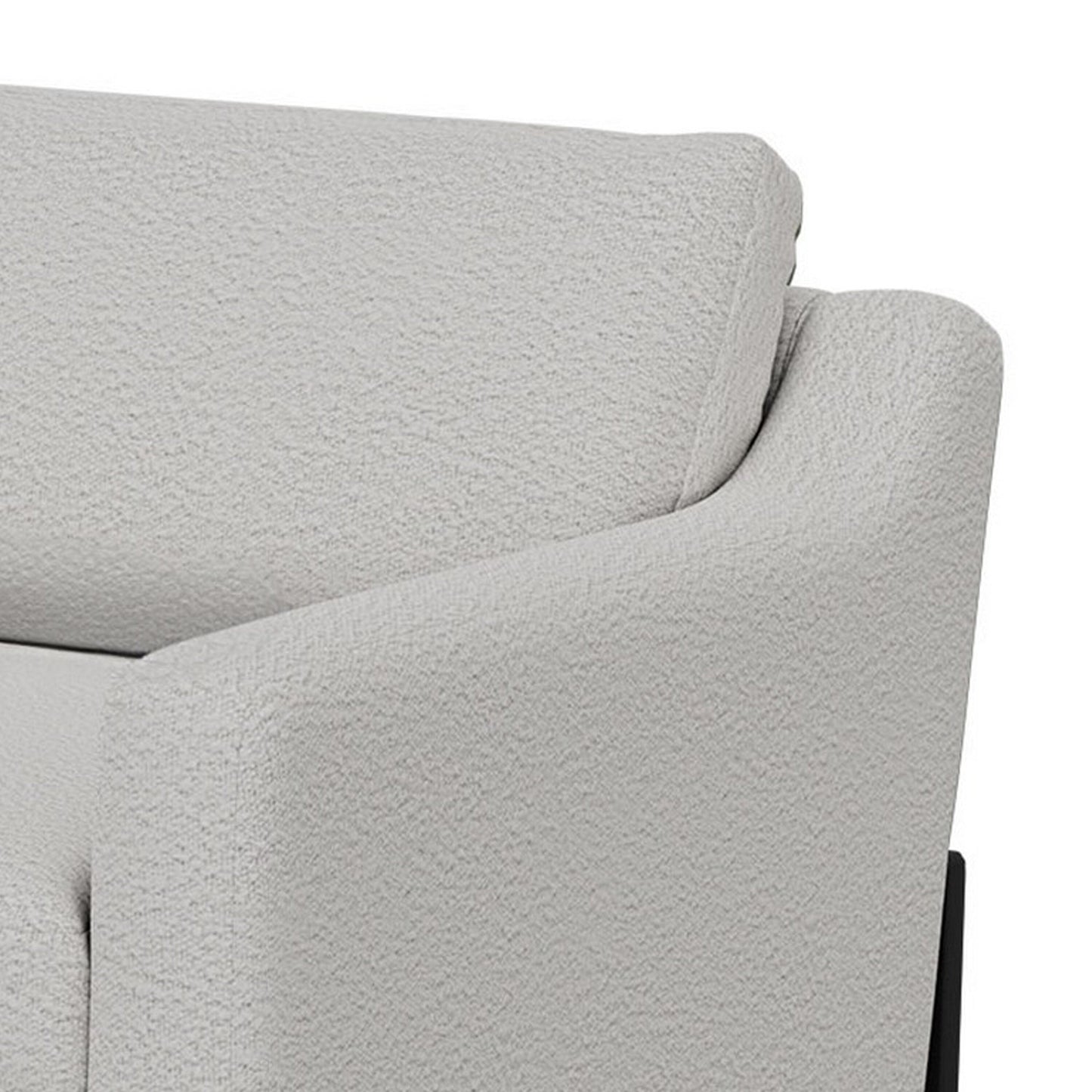 Canapé Raed, 2 coussins lombaires, 226 cm, bois massif, noir, polyester ivoire