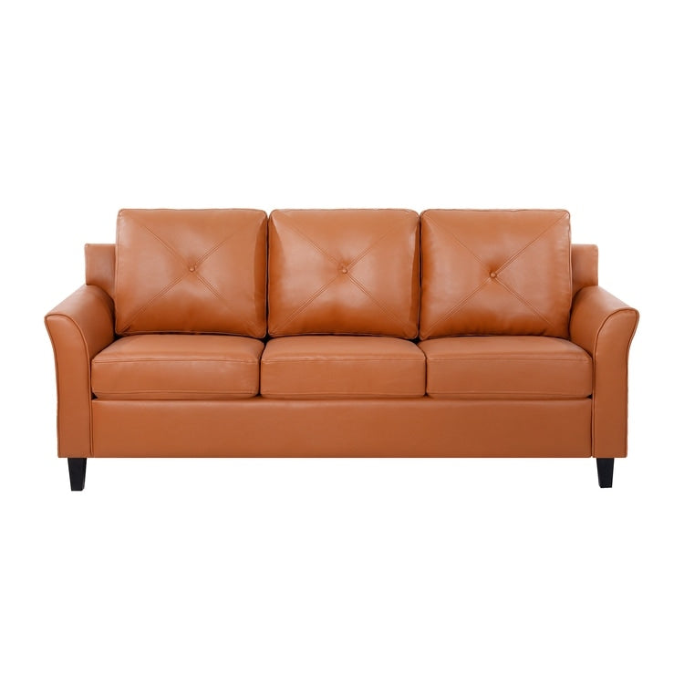 Canapé élégant combiné : canapé Chesterfield avec accoudoirs roulés et accoudoirs évasés capitonnés à boutons, canapé en microfibre pour petits espaces