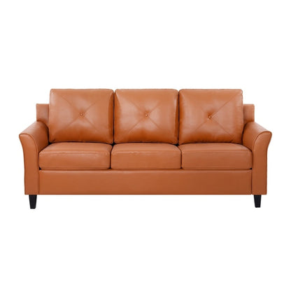 Canapé élégant combiné : canapé Chesterfield avec accoudoirs roulés et accoudoirs évasés capitonnés à boutons, canapé en microfibre pour petits espaces