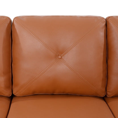 Canapé élégant combiné : canapé Chesterfield avec accoudoirs roulés et accoudoirs évasés capitonnés à boutons, canapé en microfibre pour petits espaces