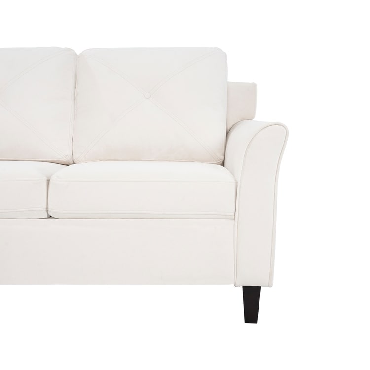 Canapé élégant combiné : canapé Chesterfield avec accoudoirs roulés et accoudoirs évasés capitonnés à boutons, canapé en microfibre pour petits espaces