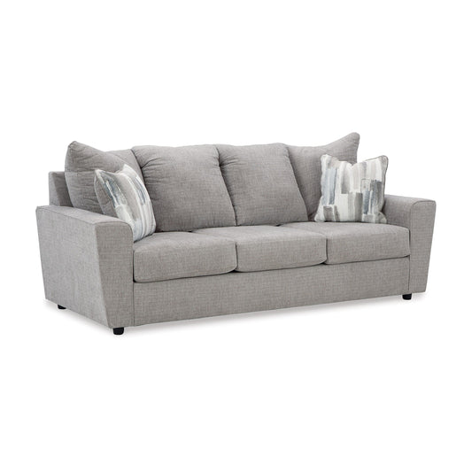 Canapé Ratty, 2 coussins décoratifs, 86 pouces, peluche polyester gris clair